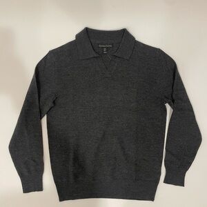 Christian Lacroix Charcoal Gray V-Neck Polo Sweater